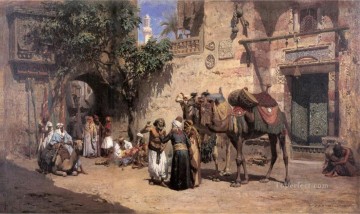 アラブ Painting - 中庭にて フレデリック・アーサー・ブリッジマン アラブ人